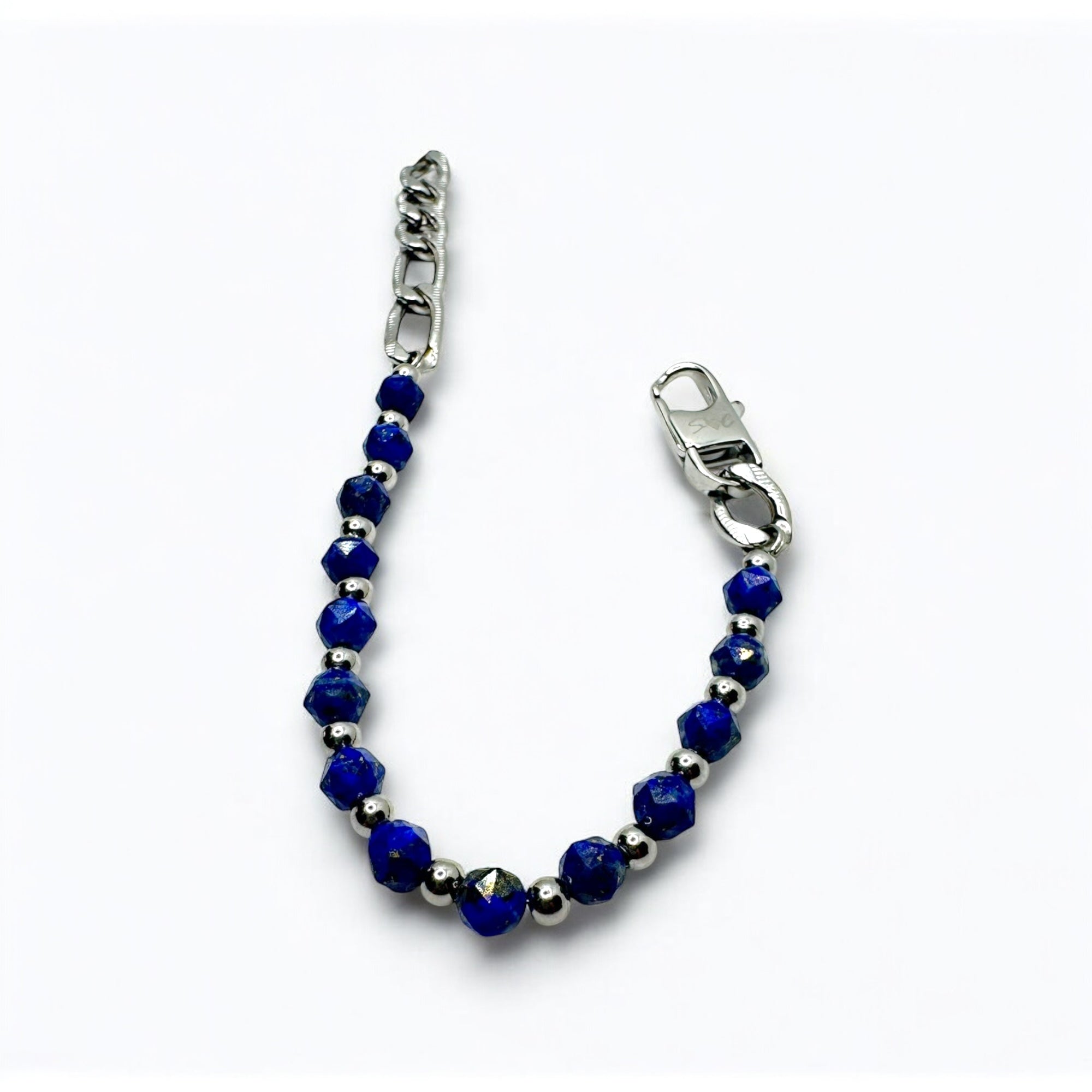 Bracciale Lapislazzuli Sfaccettato – Acciaio Inox Sharifa Crystals